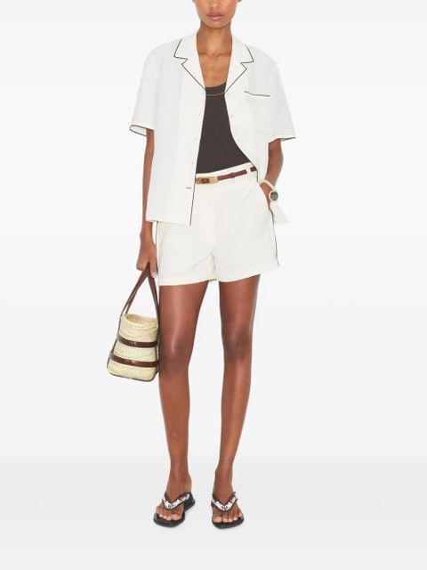 Tory Burch pleated high-waisted shorts - White