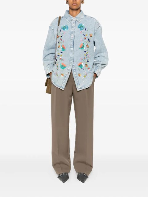 Essentiel Antwerp sequin-embellished floral shirt - Blue