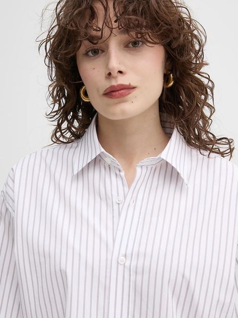 Filippa K koszula bawełniana damska kolor biały relaxed z kołnierzykiem klasycznym 31080