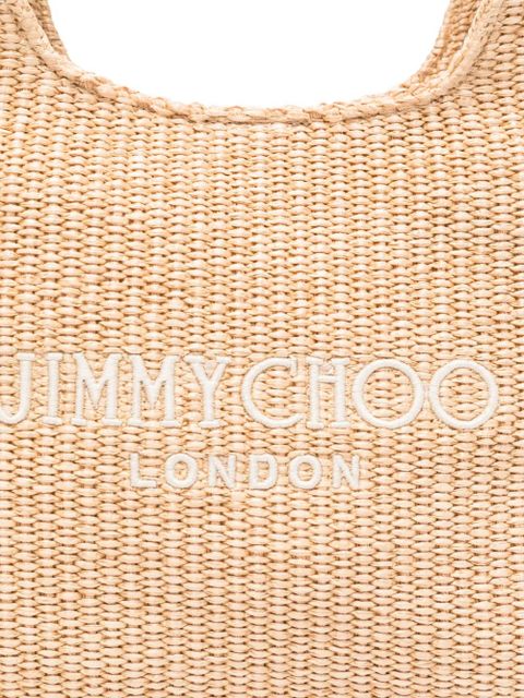 Jimmy Choo Beach Diamond logo-embroidered shoulder bag - Neutrals