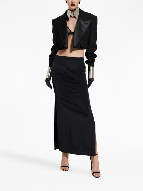 Dolce & Gabbana velvet-effect cropped blazer - Black