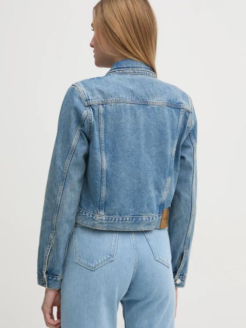 Calvin Klein Jeans kurtka jeansowa damska kolor niebieski przejściowa J20J224542