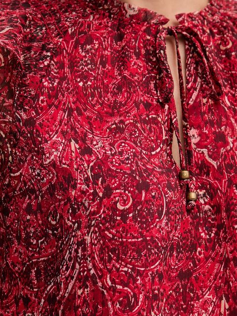 Pepe Jeans bluzka damska kolor bordowy wzorzysta PL3051270