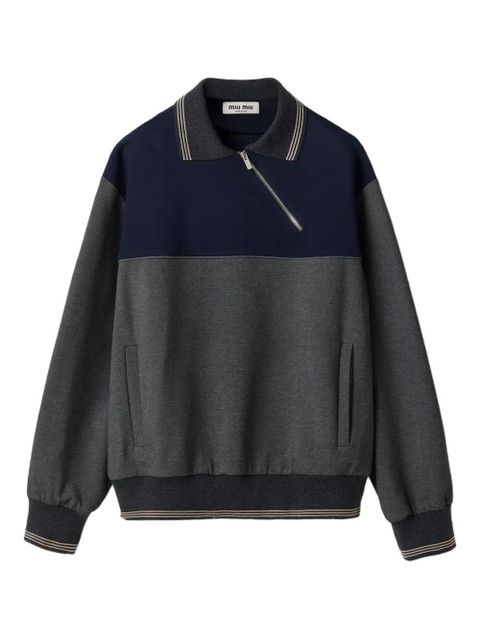 Miu Miu polo-neck zipped sweatshirt - Grey - zdjęcie produktu nr 1
