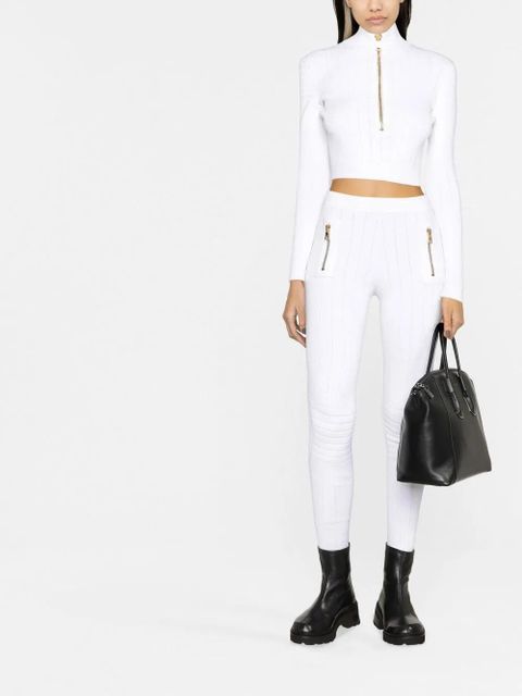 Balmain panelled slim-cut leggings - White - zdjęcie produktu nr 2