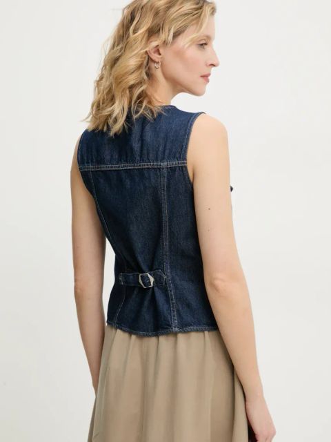 Levi's kamizelka jeansowa LOOSE VEST H125 kolor granatowy jednorzędowa 001T9