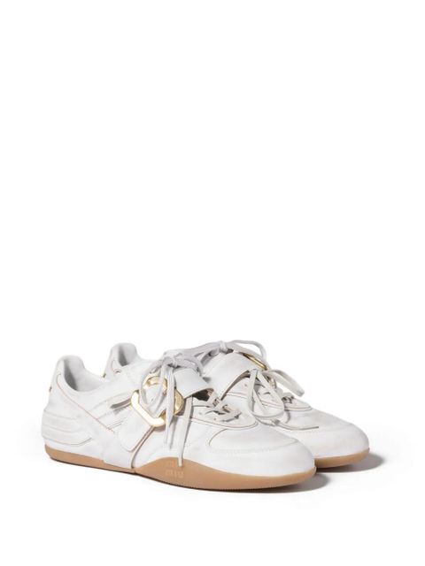 Miu Miu Gymnasium leather sneakers with strap and buckle - White - zdjęcie produktu nr 2