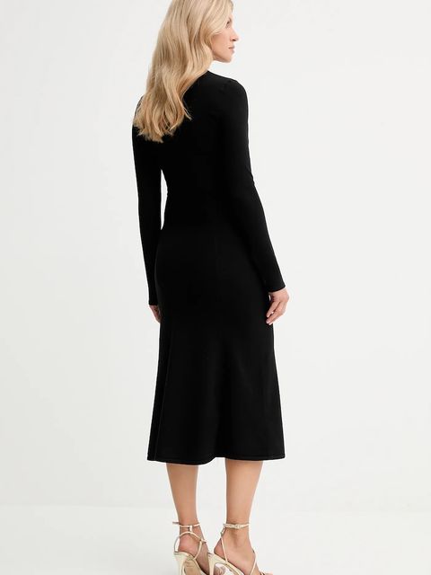 Twinset sukienka kolor czarny midi rozkloszowana 252TP3140