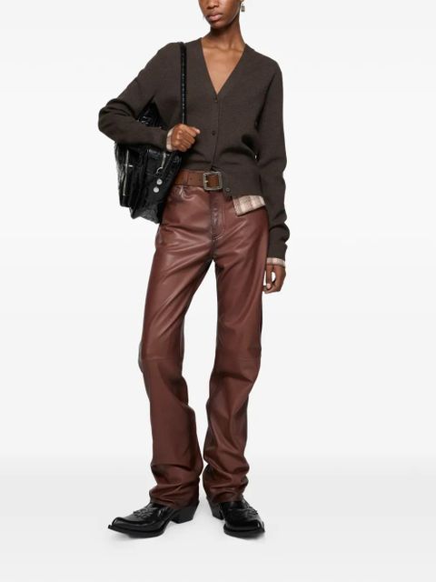 Acne Studios faded-effect leather trousers - Brown - zdjęcie produktu nr 2