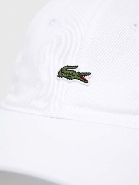 Lacoste czapka z daszkiem bawełniana kolor biały z aplikacją RK0491-031