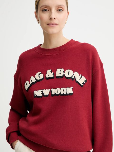 Rag & Bone bluza damska kolor czerwony z aplikacją RE0E25FT3VW