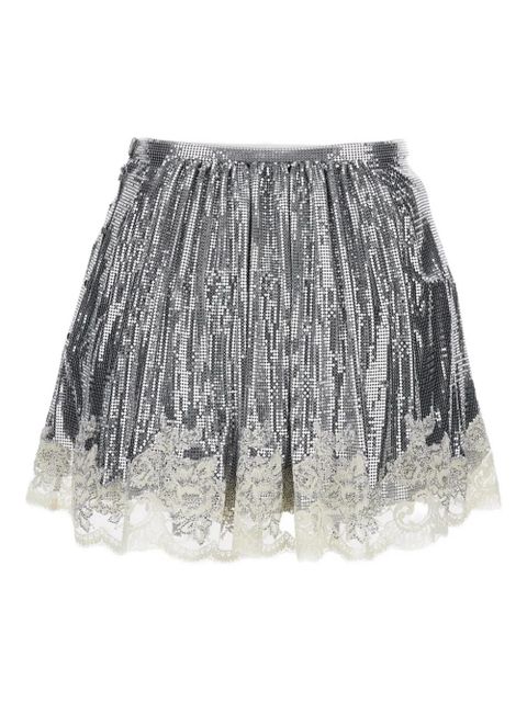 Rabanne metallic lace-trimmed skirt - Silver - zdjęcie produktu nr 1