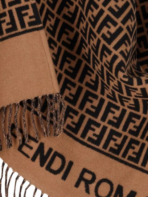 FENDI jacquard-pattern fringed poncho - Brown - zdjęcie produktu nr 2