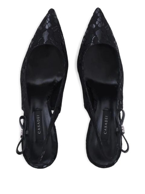 Casadei Chanel Liber Tiff lace slingback pumps - Black