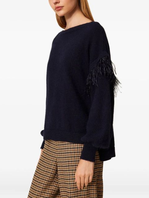TWINSET feather-trim sweater - Black - zdjęcie produktu nr 2