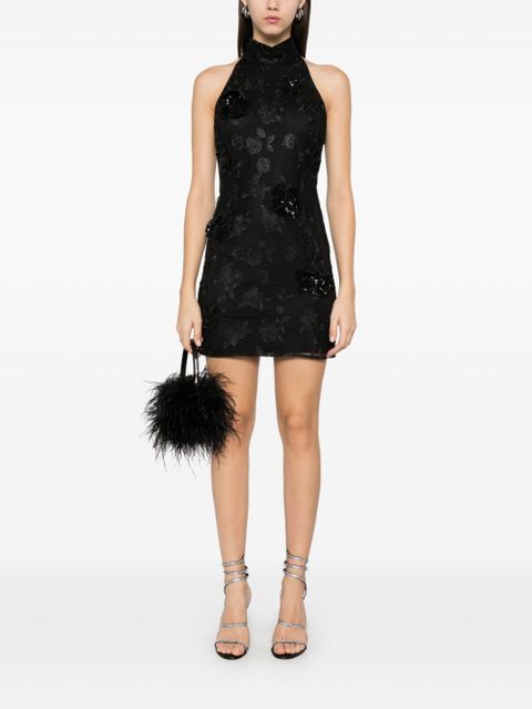 ROTATE BIRGER CHRISTENSEN floral-embroidered mesh mini dress - Black - zdjęcie produktu nr 2