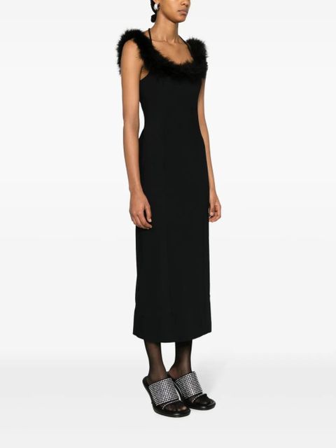 The Attico feather-trim midi dress - Black