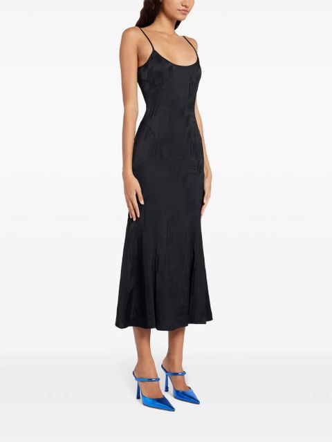 The Attico logo-jacquard satin midi dress - Black
