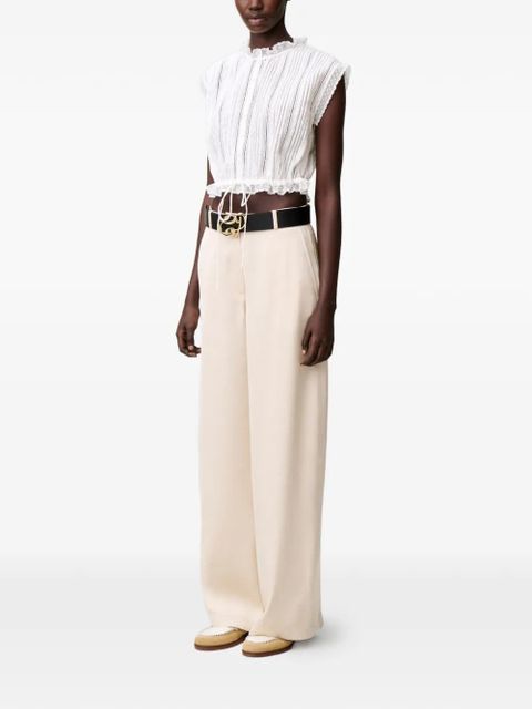 Claudie Pierlot lace-trim pleated shirt - White