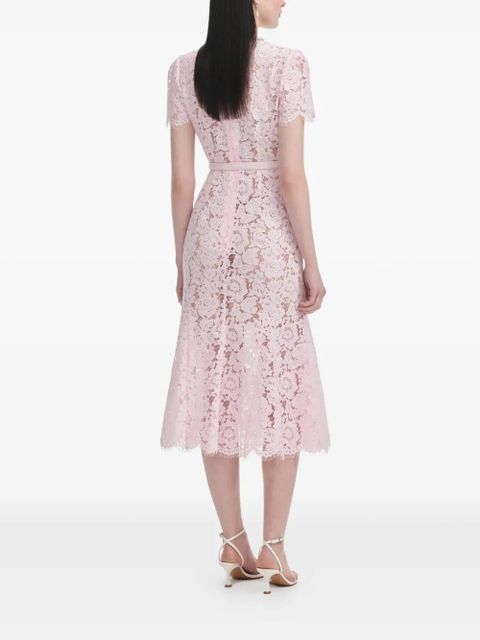 Self-Portrait lace bow-embellished midi dress - Pink