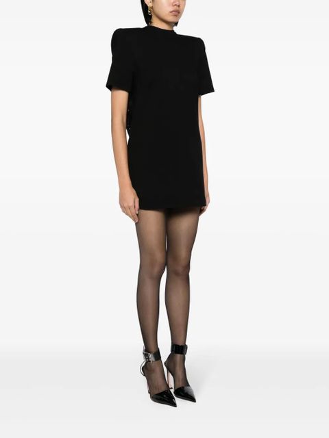 AREA crystal-embellished slit T-shirt dress - Black