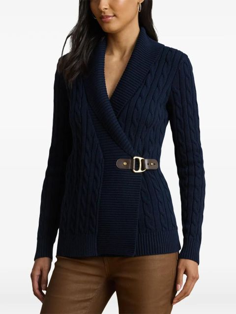 Lauren Ralph Lauren cable-knit belted cardigan - Blue