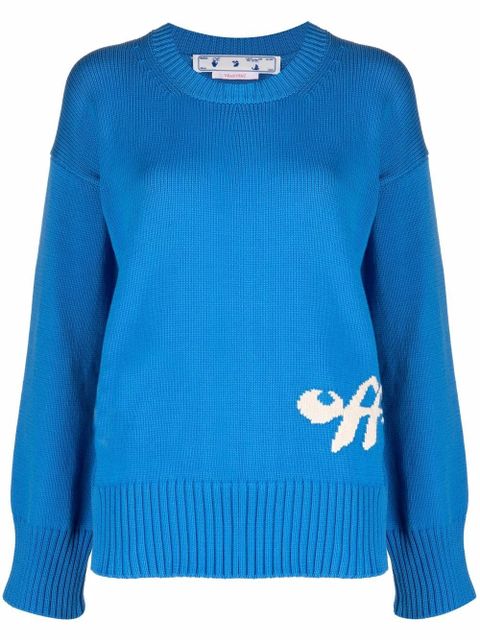 Off-White intarsia-logo jumper - Blue - zdjęcie produktu nr 1