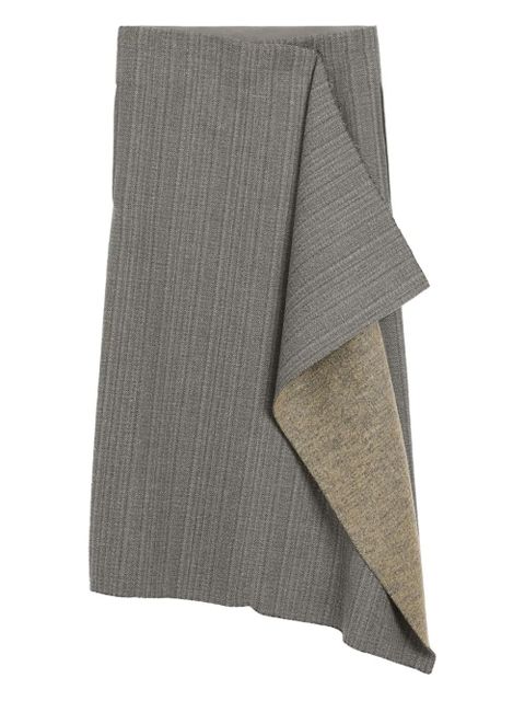 AMI Paris wool herringbone wrap midi skirt - Grey - zdjęcie produktu nr 1