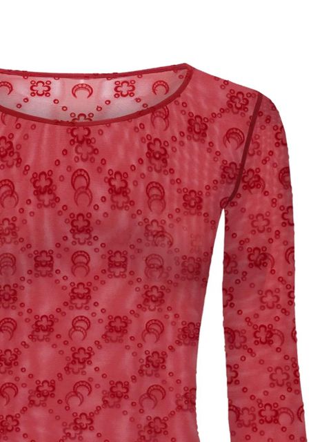 Marine Serre moonogram cropped top - Red - zdjęcie produktu nr 2