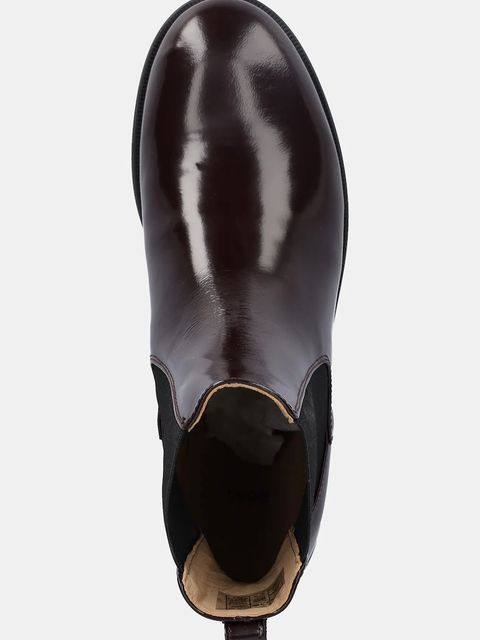 BOSS sztyblety skórzane Lycia damskie kolor bordowy na płaskim obcasie 50552791