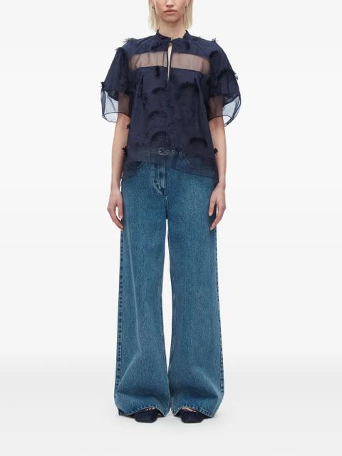 3.1 Phillip Lim embroidered ruffled blouse - Blue