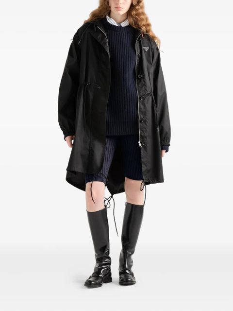 Prada logo-plaque hooded parka - Black - zdjęcie produktu nr 2
