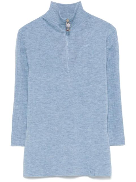 Victoria Beckham half-zip knitted top - Blue - zdjęcie produktu nr 1