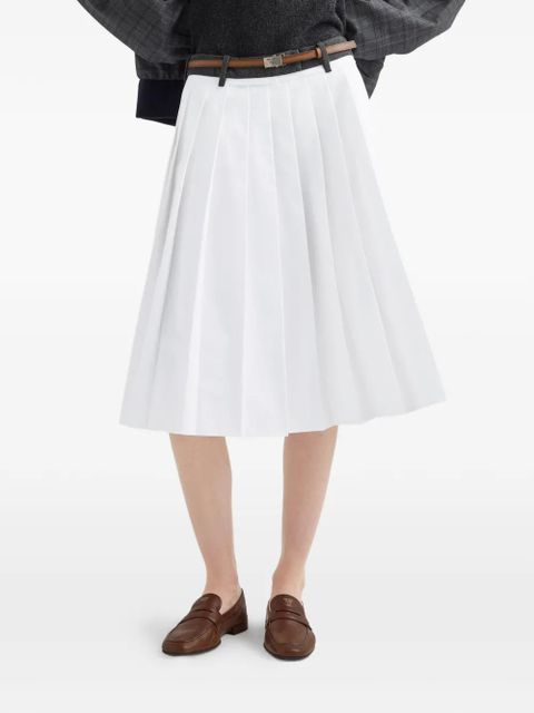 Prada pleated poplin midi skirt - White