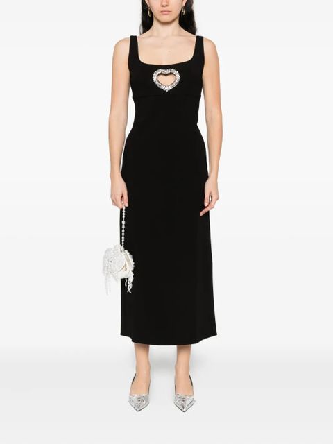 SANDRO heart-embellished sleeveless midi dress - Black