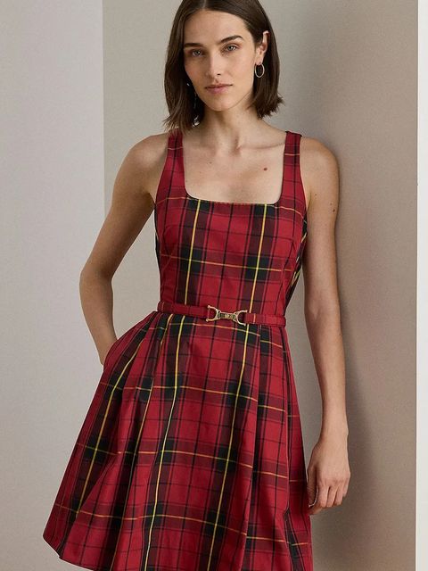 Lauren Ralph Lauren sukienka kolor czerwony mini rozkloszowana 253979940