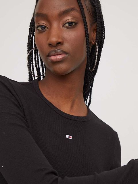 Tommy Jeans longsleeve kolor czarny DW0DW17387