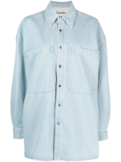 Nanushka Beaux sun-bleached denim shirt - Blue - zdjęcie produktu nr 1