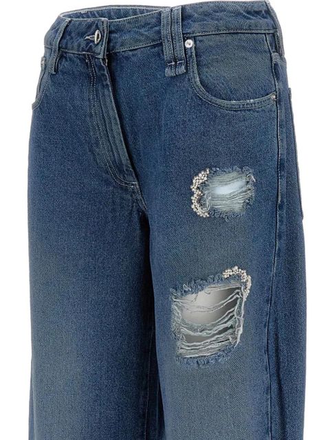 Simone Rocha distressed folded-cuff denim jeans - Blue