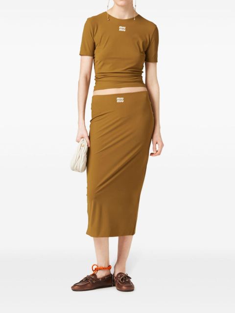 Miu Miu logo-appliquéd T-shirt - Green - zdjęcie produktu nr 2