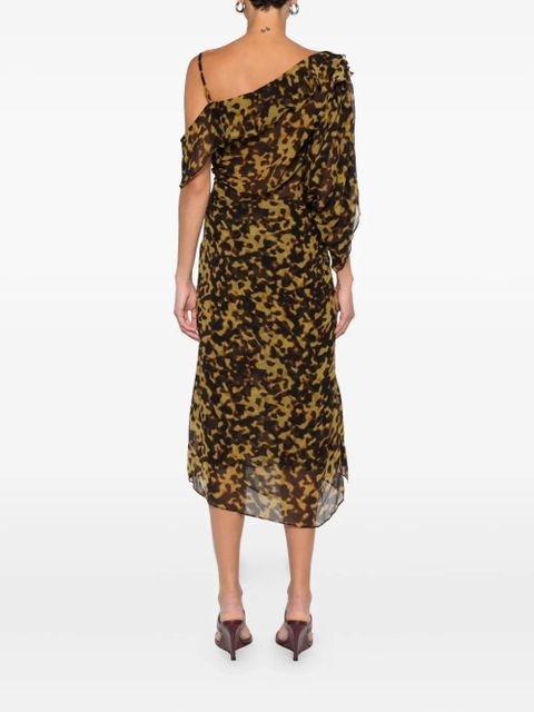 Christopher Esber printed ruched midi skirt - Brown