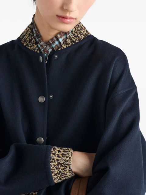 Prada knit-trimmed wool bomber jacket - Blue
