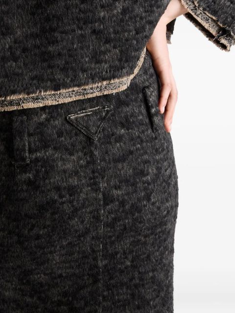 Prada triangle-logo tweed skirt - Black