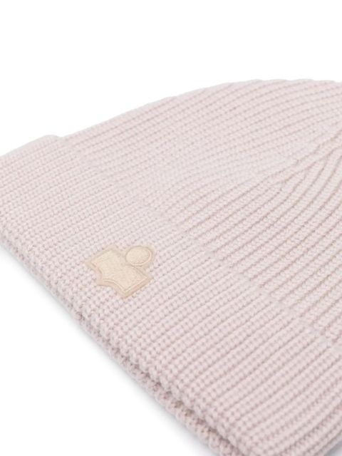 ISABEL MARANT logo-appliqué ribbed-knit beanie - Neutrals - zdjęcie produktu nr 2