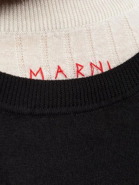 Marni crew-neck logo-embroidered dress - Black
