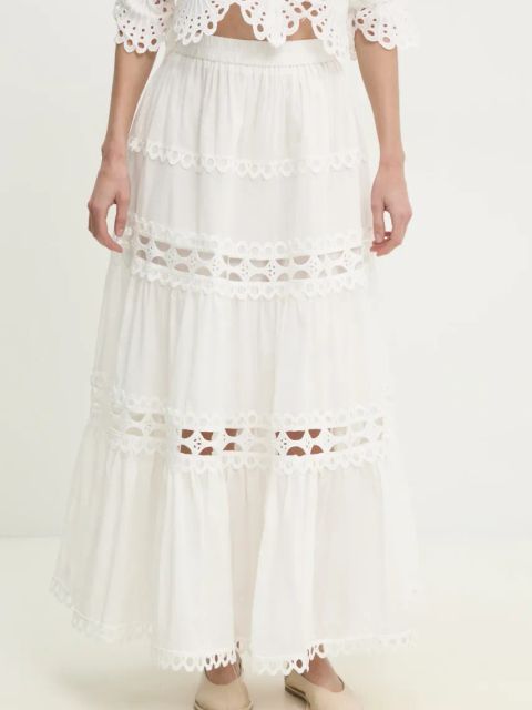 Answear.LAB spódnica bawełniana kolor biały maxi rozkloszowana