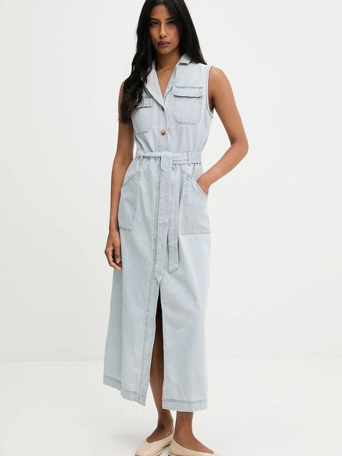 Answear.LAB sukienka jeansowa kolor niebieski maxi prosta - zdjęcie produktu nr 2