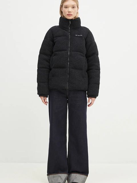 Columbia kurtka Puffect Sherpa damska kolor czarny zimowa oversize 2089231