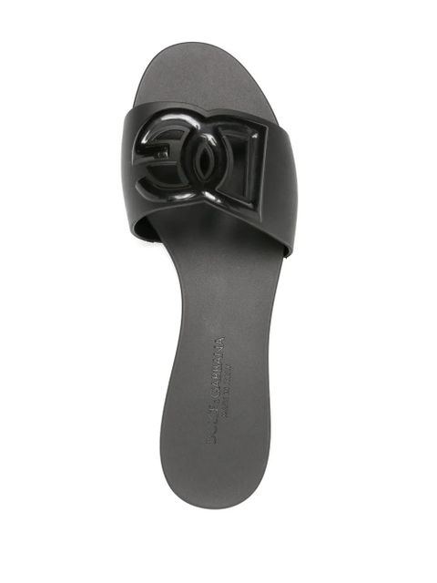 Dolce & Gabbana logo-embossed cut-out slides - Black