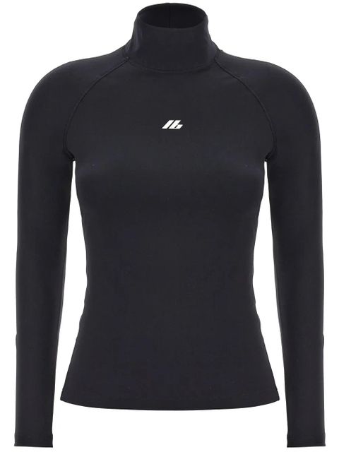 Balenciaga Activewear embroidered-logo turtleneck top - Black